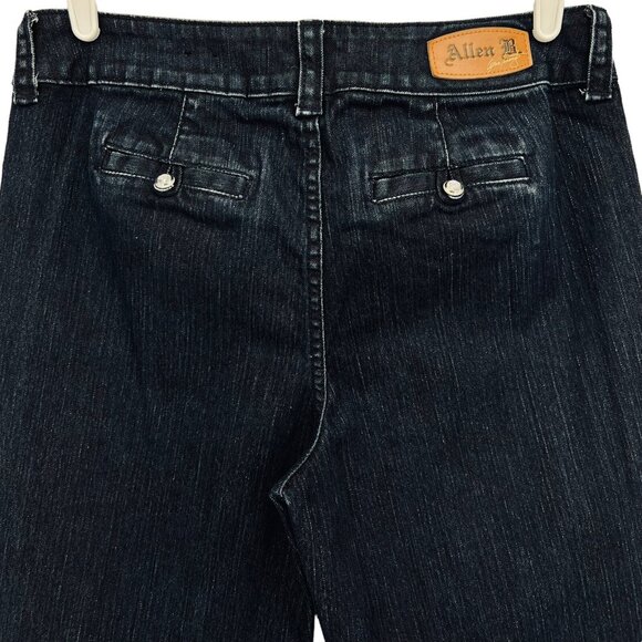 Ellen Schwartz Ellen B Women's Navy Denim Jeans Sz 12 Wide Leg Mid Rise Stretch - Picture 4 of 11